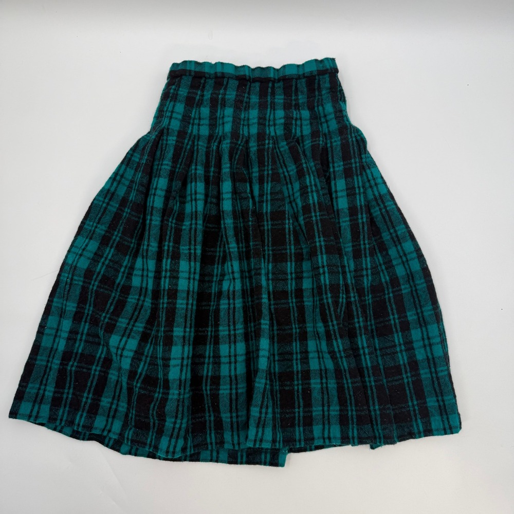 Pendleton Womens Size 12 Vintage Wool Plaid Pleated Skirt Green Made in USA